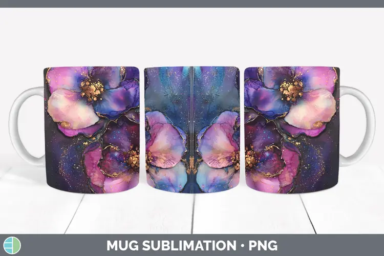 Galaxy Camellia Mug Wrap Sublimation Coffee Cup Designs