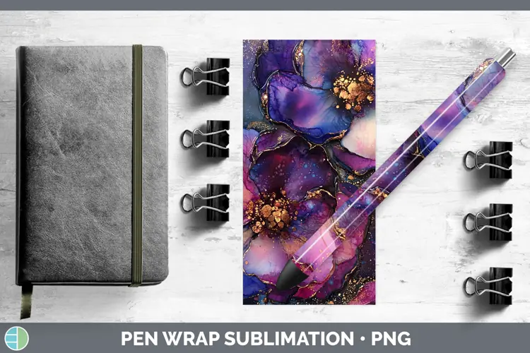 Galaxy Camellia Pen Wrap Sublimation Pen Designs