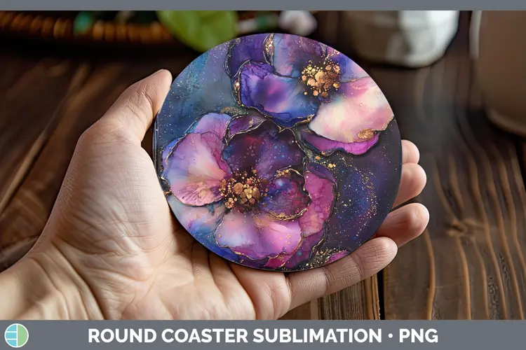 Galaxy Camellia Round Coaster Sublimation Coaster Designs