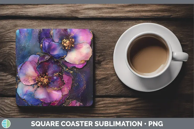 Galaxy Camellia Square Coaster Sublimation Coaster Designs