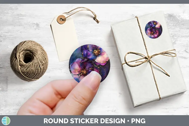 Galaxy Camellia Stickers | Round Labels Designs