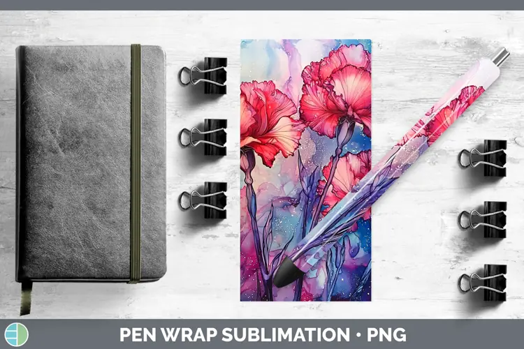 Galaxy Carnation Pen Wrap Sublimation Pen Designs