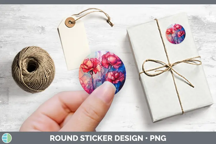 Galaxy Carnation Stickers | Round Labels Designs