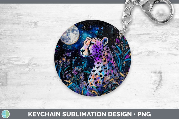 Galaxy Cheetah Keychain Sublimation Keyring Designs