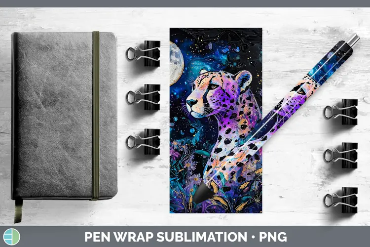 Galaxy Cheetah Pen Wrap Sublimation Pen Designs