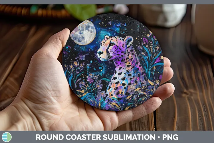 Galaxy Cheetah Round Coaster Sublimation Coaster Designs