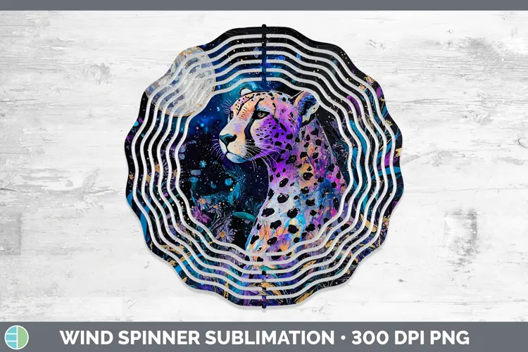 Galaxy Cheetah Wind Spinner Sublimation Spinner Designs