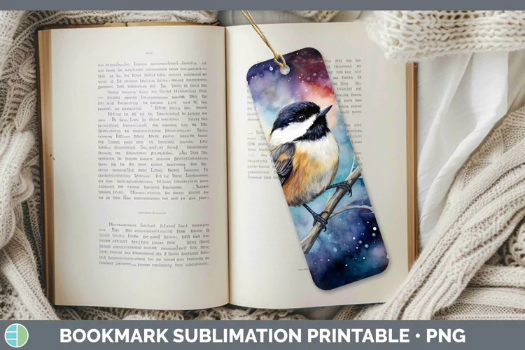 Galaxy Chickadee Bookmark Sublimation Printable Designs