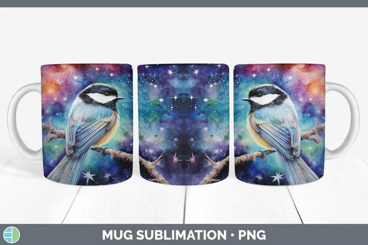 Galaxy Chickadee Mug Wrap Sublimation Coffee Cup Designs