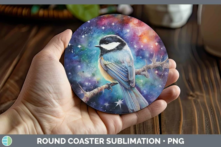 Galaxy Chickadee Round Coaster Sublimation Coaster Designs