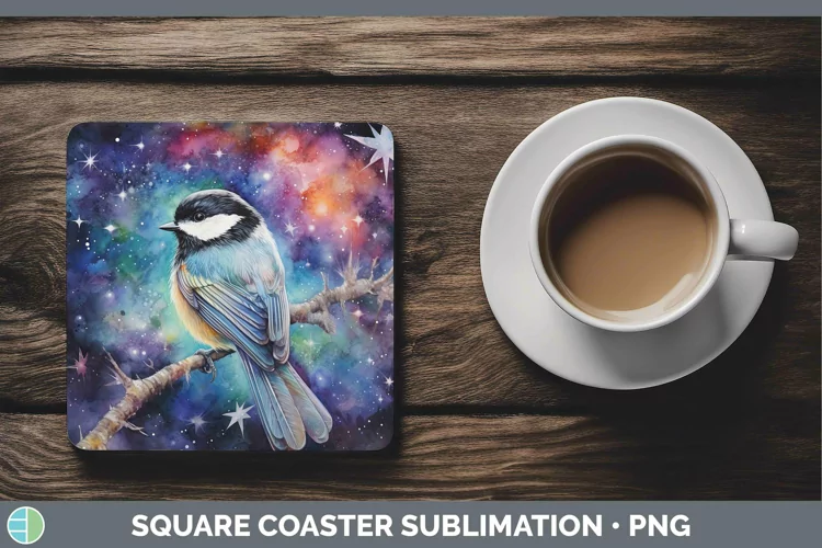 Galaxy Chickadee Square Coaster Sublimation Coaster Designs
