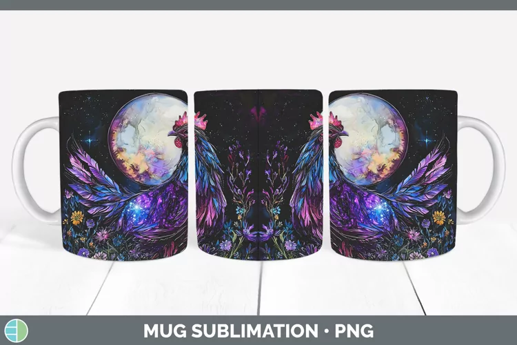 Galaxy Chicken Mug Wrap Sublimation Coffee Cup Designs