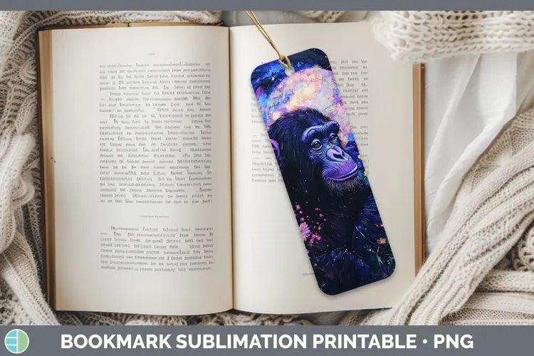 Galaxy Chimpanzee Bookmark Sublimation Printable Designs