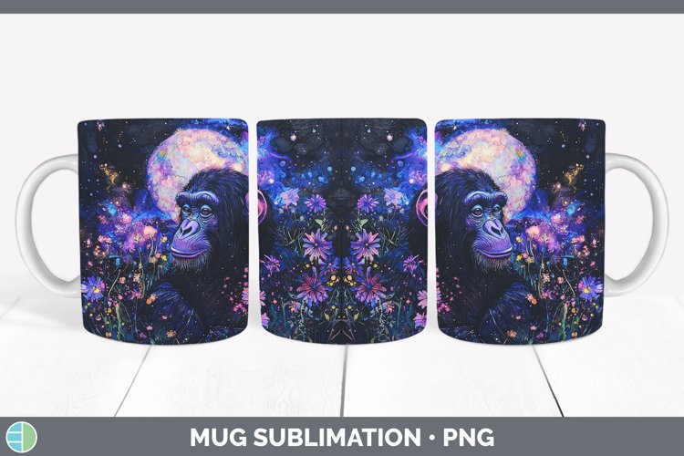 Galaxy Chimpanzee Mug Wrap Sublimation Coffee Cup Designs