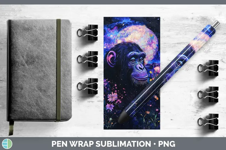 Galaxy Chimpanzee Pen Wrap Sublimation Pen Designs