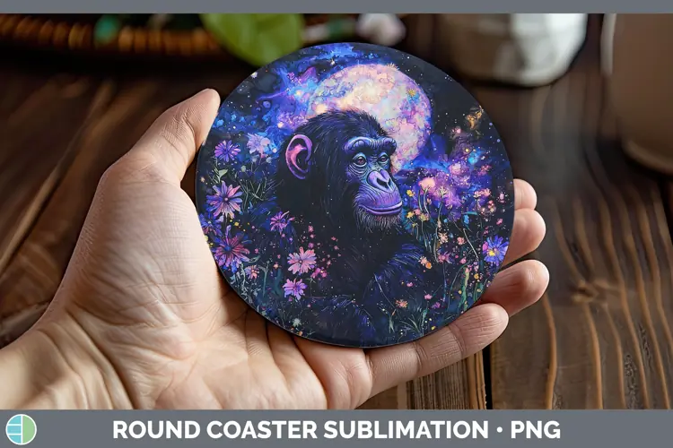 Galaxy Chimpanzee Round Coaster Sublimation Coaster Designs