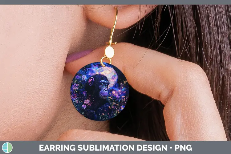 Galaxy Chimpanzee Round Earrings Sublimation Earrings Design