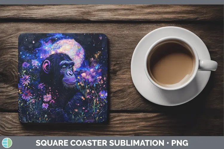 Galaxy Chimpanzee Square Coaster Sublimation Coaster Designs
