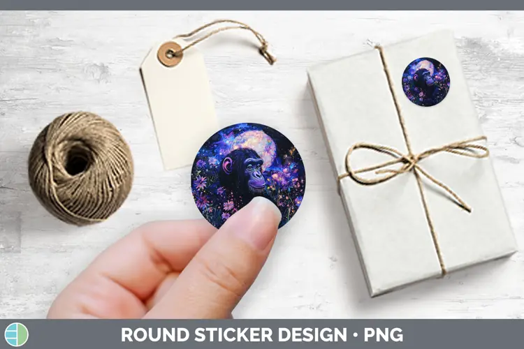 Galaxy Chimpanzee Stickers | Round Labels Designs