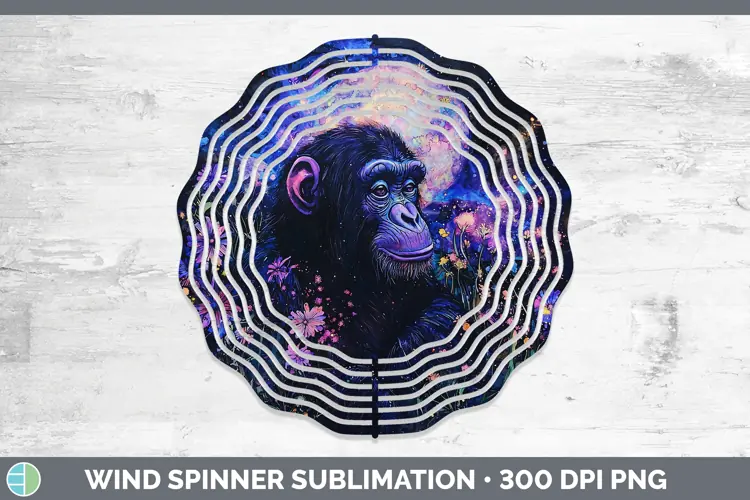 Galaxy Chimpanzee Wind Spinner Sublimation Spinner Designs