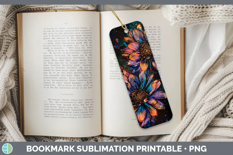 Galaxy Chrysanthemum Bookmark Sublimation Printable Designs