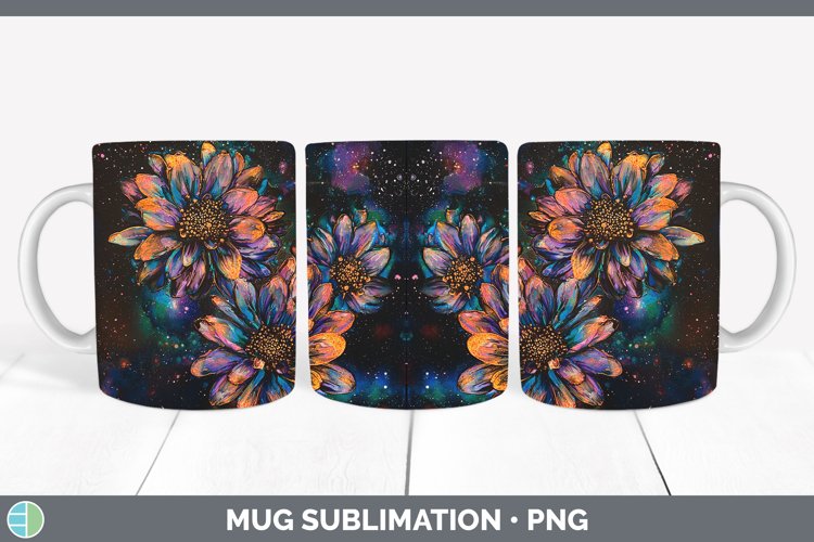 Galaxy Chrysanthemum Mug Wrap Sublimation Coffee Cup Designs