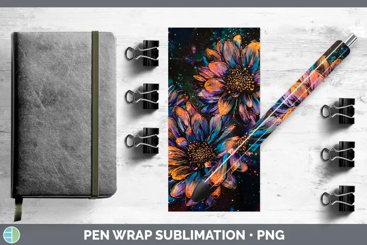 Galaxy Chrysanthemum Pen Wrap Sublimation Pen Designs