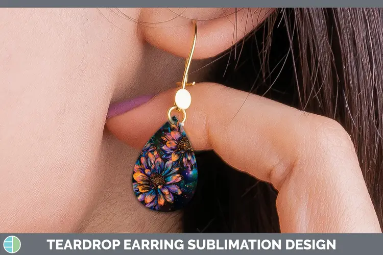 Galaxy Chrysanthemum Teardrop Earrings Sublimation Earrings