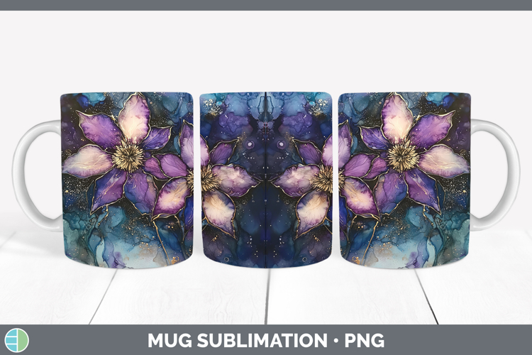 Galaxy Clematis Mug Wrap Sublimation Coffee Cup Designs
