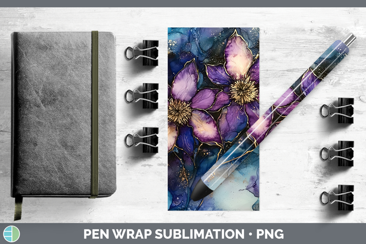 Galaxy Clematis Pen Wrap Sublimation Pen Designs