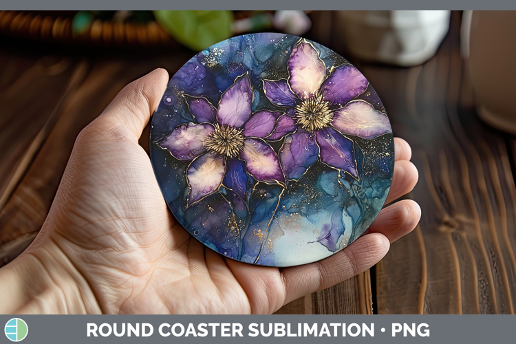 Galaxy Clematis Round Coaster Sublimation Coaster Designs