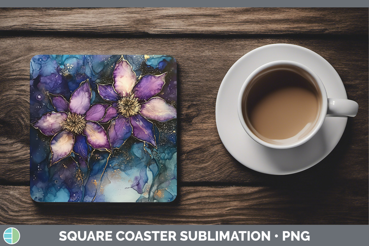 Galaxy Clematis Square Coaster Sublimation Coaster Designs