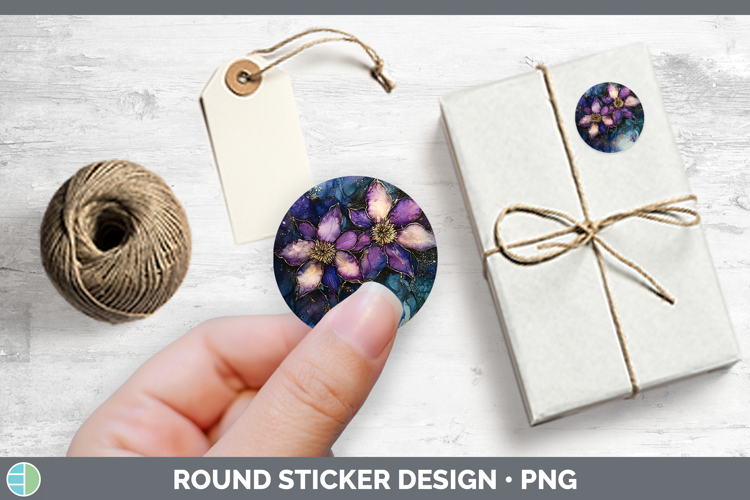 Galaxy Clematis Stickers | Round Labels Designs