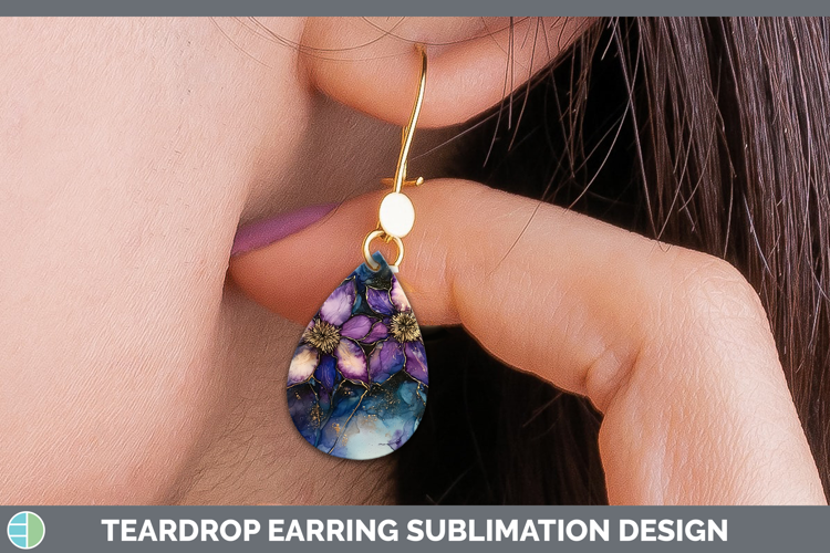 Galaxy Clematis Teardrop Earrings Sublimation Earrings Desig