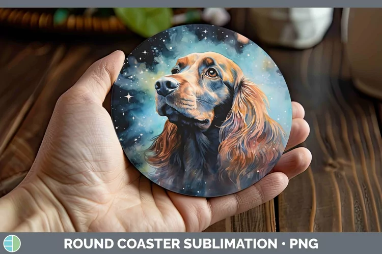Galaxy Cocker Spaniel Round Coaster Sublimation Coaster Desi