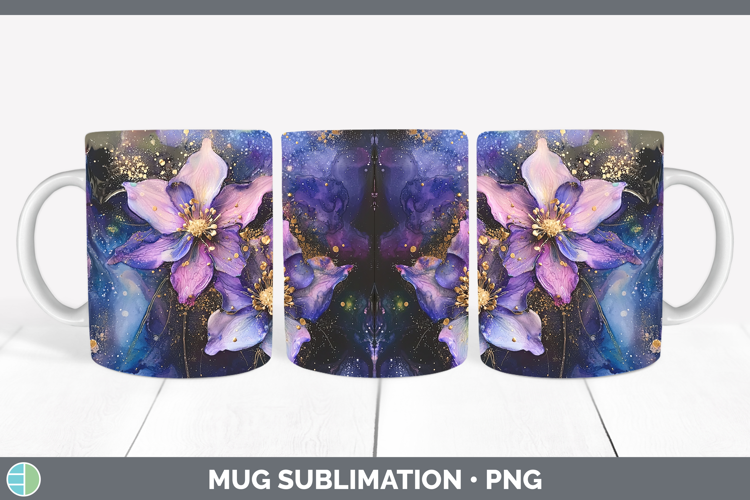 Galaxy Columbine Mug Wrap Sublimation Coffee Cup Designs