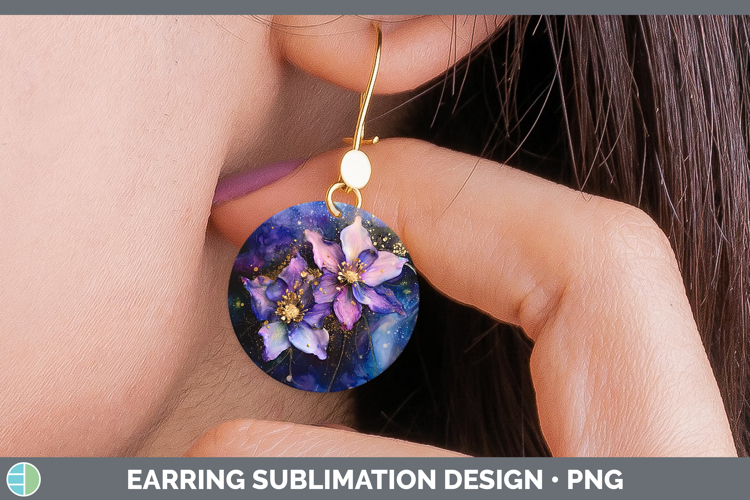 Galaxy Columbine Round Earrings Sublimation Earrings Designs