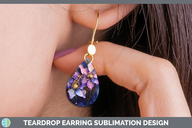 Galaxy Columbine Teardrop Earrings Sublimation Earrings Desi