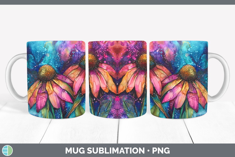 Galaxy Coneflower Mug Wrap Sublimation Coffee Cup Designs
