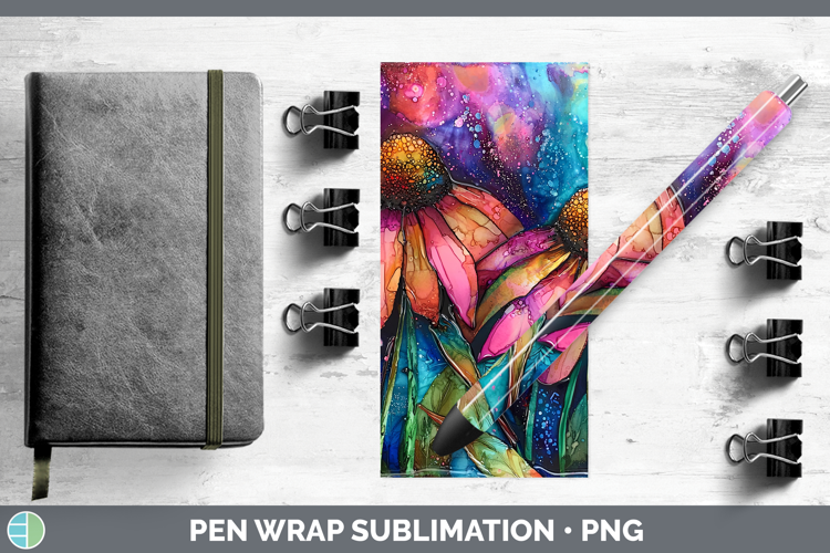 Galaxy Coneflower Pen Wrap Sublimation Pen Designs