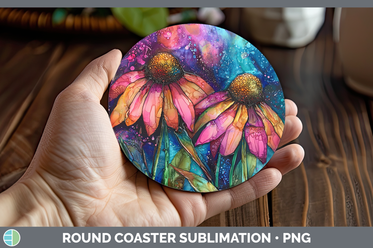 Galaxy Coneflower Round Coaster Sublimation Coaster Designs