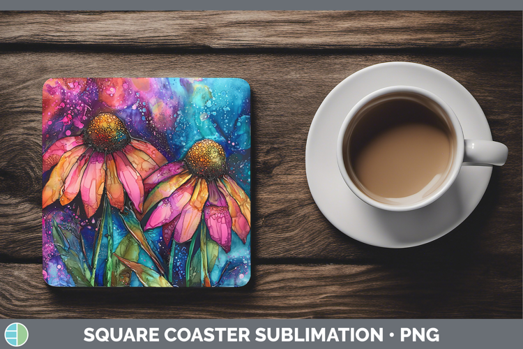 Galaxy Coneflower Square Coaster Sublimation Coaster Designs