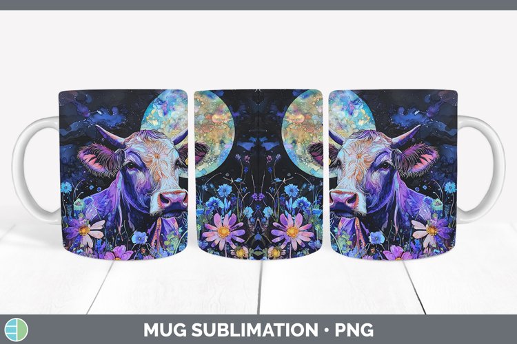 Galaxy Cow Mug Wrap Sublimation Coffee Cup Designs