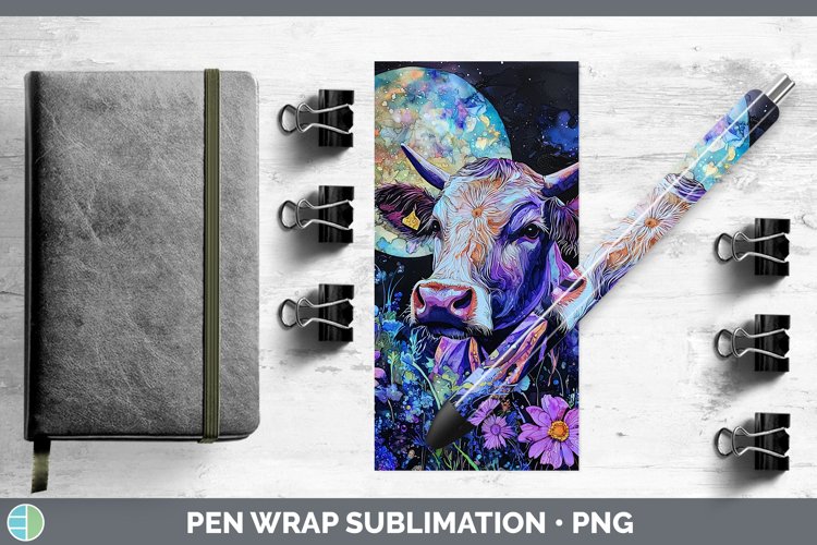 Galaxy Cow Pen Wrap Sublimation Pen Designs