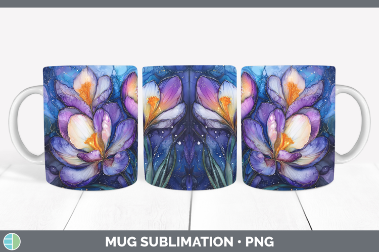 Galaxy Crocus Mug Wrap Sublimation Coffee Cup Designs