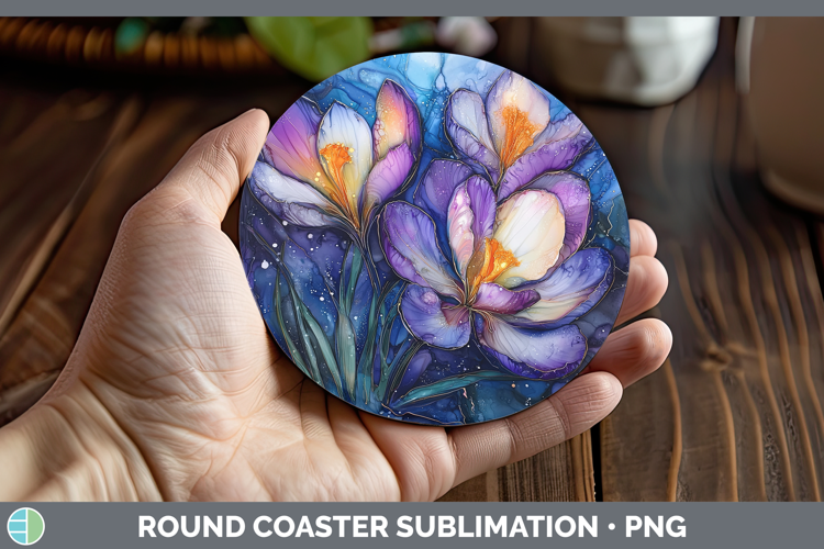 Galaxy Crocus Round Coaster Sublimation Coaster Designs