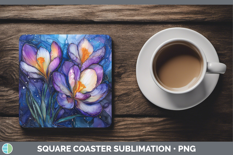 Galaxy Crocus Square Coaster Sublimation Coaster Designs