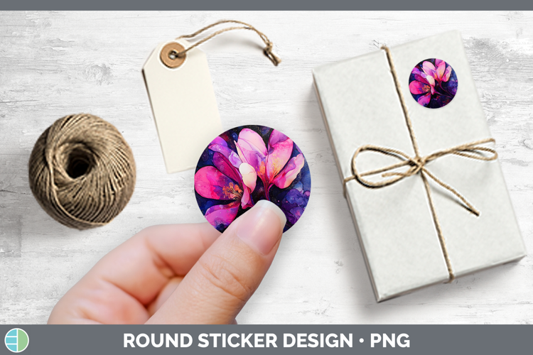 Galaxy Cyclamen Stickers | Round Labels Designs