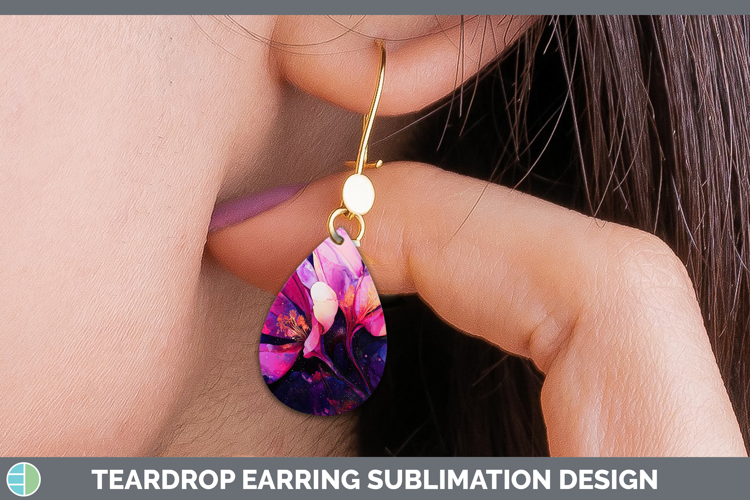 Galaxy Cyclamen Teardrop Earrings Sublimation Earrings Desig