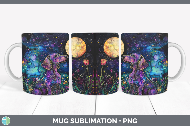 Galaxy Dachshund Mug Wrap Sublimation Coffee Cup Designs